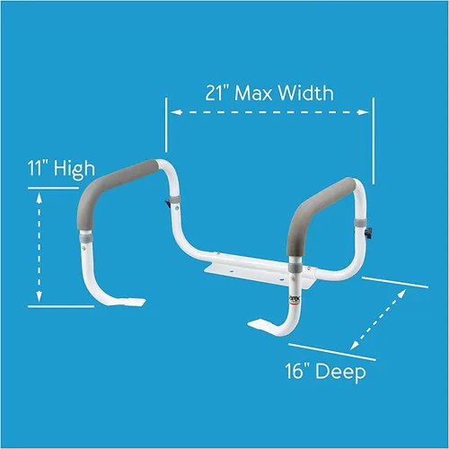 Vista 5 de Carex Marco de seguridad para inodoro, rieles de seguridad para inodoro con ancho ajustable, rieles de inodoro para ancianos, discapacitados,