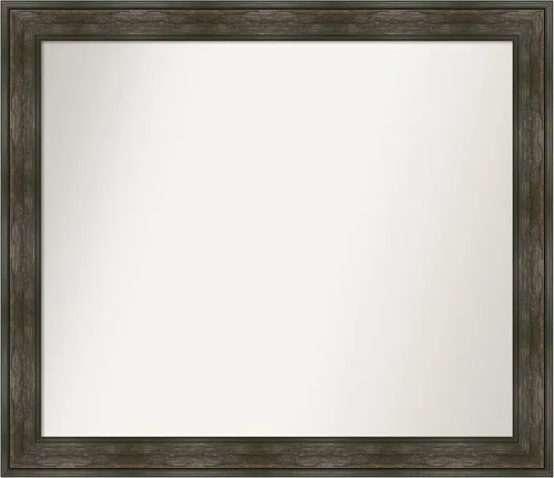 Vista 153 de Amanti Art Espejo de baño marrón para sobre fregadero, 26 x 26 pulgadas, espejo de tocador cuadrado marrón rústico Alexandria, marco de madera