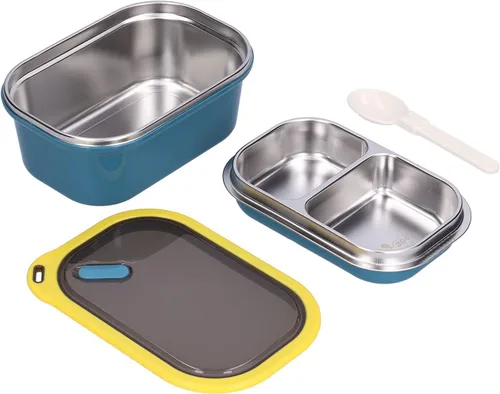 Lonchera de 40.6 fl oz de 2 capas de alimentos con cuchara portátil para adultos, lonchera Bento para almacenamiento de alimentos para escuela,