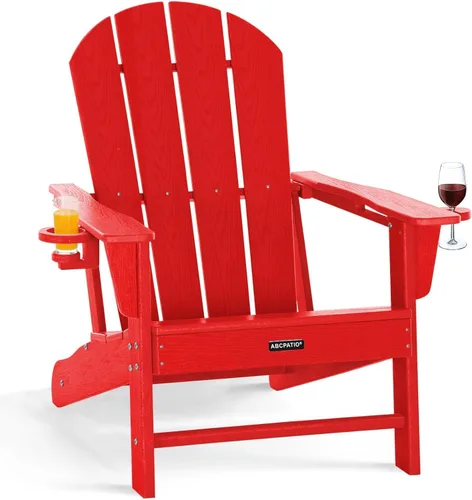 Vista 26 de Sillas Adirondack plegables – Silla Adirondack de plástico con soporte para tazas, sillas para exteriores resistentes a la intemperie