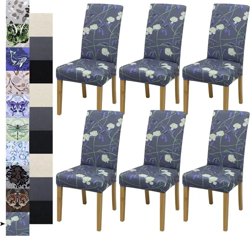 Vista 70 de Fundas para Sillas de Comedor, Juego de Fundas para Sillas de Comedor de 4 Piezas, Fundas Elásticas para Sillas de Cocina, Fundas para Sillas