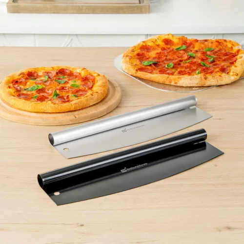 Vista 10 de Restaurantware Met Lux - Cuchillo de pizza de 13.8 x 3.5 pulgadas, 1 hoja de balancín de pizza duradera, mango redondeado lavable en lavavajillas