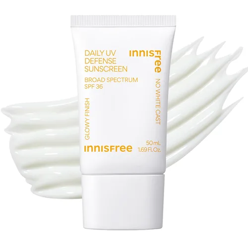 Innisfree Daily UV Defense SPF 36 - Protector solar coreano, acabado invisible, amplio espectro, sin yeso blanco, ligero, hidratante, disponible en