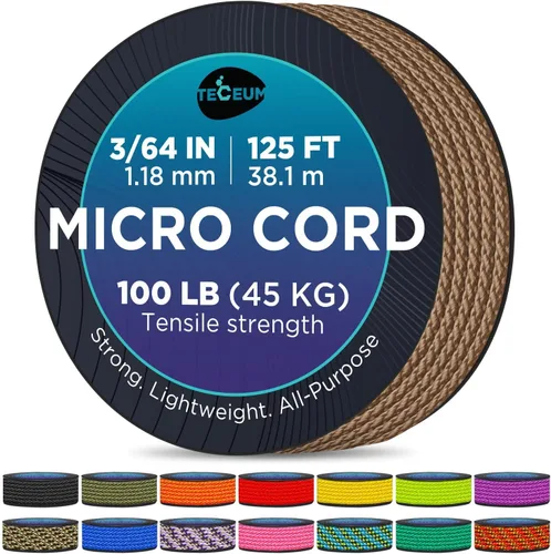 Vista 44 de TECEUM Micro Paracord – 1.18 mm X 38 m – Cordón de Utilidad Micro – Cuerda de Paracord Trenzada Fina – Ideal para Manualidades, Proyectos DIY