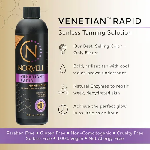 Vista 2 de Norvell Solución de bronceado en aerosol rápido premium Venetian One de 8 onzas líquidas, fórmula profesional de bronceado sin sol para un brillo
