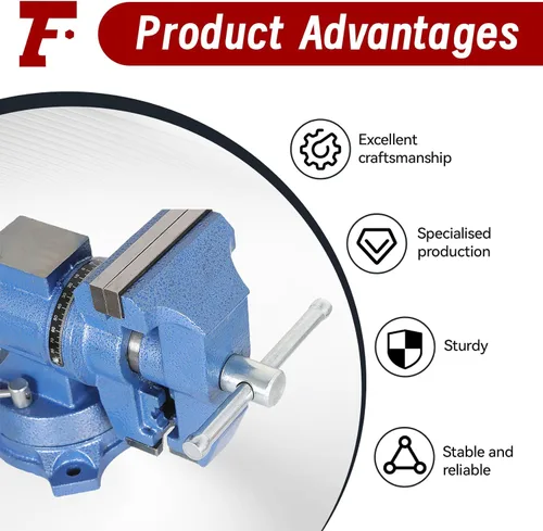 Vista 5 de findmall Tornillo multimordaza multiusos resistente con base giratoria y cabezal para sujetar equipos de fijación, rotación de 360 grados, uso