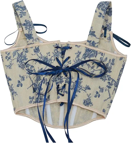 Vista 5 de SHOPESSA Corsé con realce para mujer, estilo victoriano, cinturón steampunk, pirata, renacentista, corsé para sobrebusto