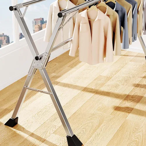 Vista 2 de This Clothes Drying Rack, Heavy Duty Stainless Steel Laundry Drying Rack, Foldable &Length Adjustable Space Saving Garment Rack, with Windproof