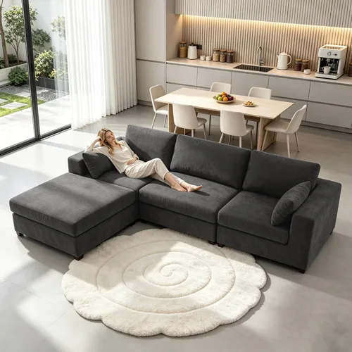 Vista 13 de 113" sofá seccional modular de gran tamaño del asiento profundo, sofá