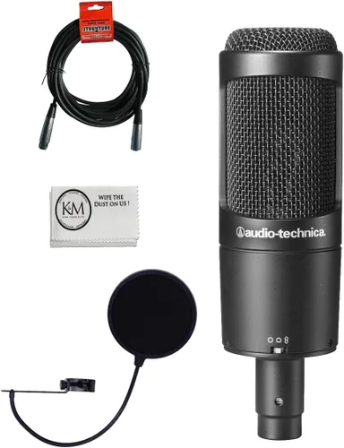 Vista 16 de Audio-Technica AT4040 juego de micrófono condensador cardioide con trípode de brazo articulado, filtro Pop, cable XLR y paño de pulido Austin Bazaar