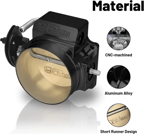 Vista 3 de Ensamble de cuerpo de acelerador de 92 mm de Endxedo Compatible con motor LS LS1 LS3 LS6 LSX de 4 pernos de aluminio negro