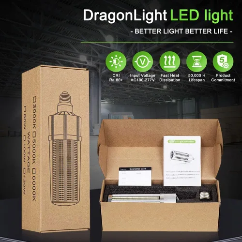 Vista 7 de DragonLight Bombilla LED de Maíz de Grado Comercial de 100W sin Ventilador (Equivalente a 800 Vatios) E26/E39 Lámpara LED de Base Mogul Grande 5000K
