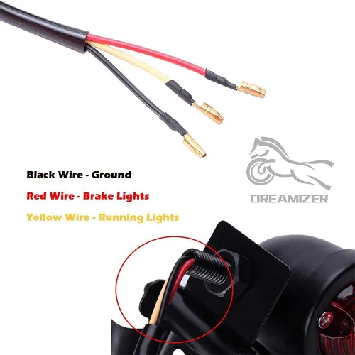 Vista 6 de DREAMIZER Luz trasera de bala de motocicleta con soporte de matrícula soporte de aluminio retro lámpara trasera para Cafe Racer Bobber Custom