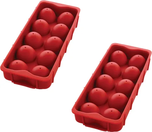 Vista 10 de HIC Kitchen Bandeja de silicona para cubitos de hielo Cannonball, antiadherente, hace 10 bolas de hielo grandes