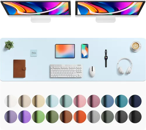 Vista 101 de Aothia Protector de Escritorio de Cuero, Alfombrilla para Ratón, Alfombrilla de Escritorio de Oficina, Secante de Escritorio de Cuero PU