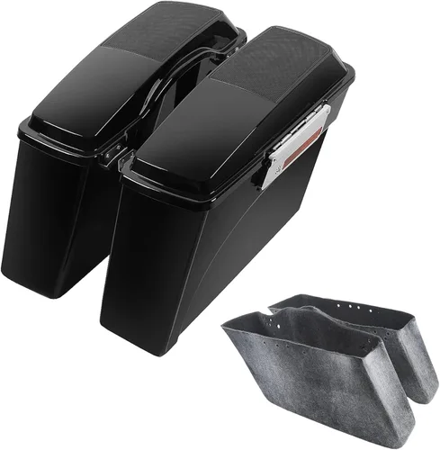 Vista 10 de TCMT Alforjas duras con maletero y altavoz de 6x9 con cierre de tapa, llave y forros de inserción de alfombra Compatible con modelos Harley Touring