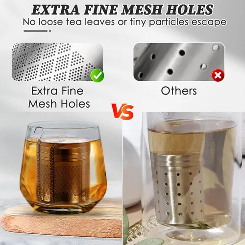 Vista 2 de Yoassi Infusores de té para té suelto, coladores de té de malla extrafina, infusor de té de hojas sueltas de acero inoxidable 18/8 difusores de té