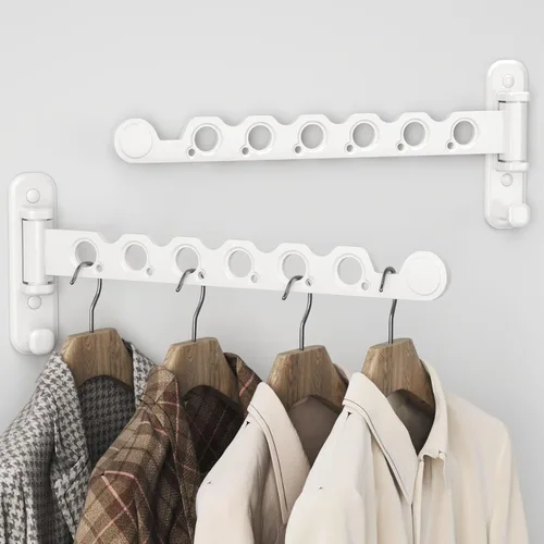 Vista 10 de Perchero plegable para colgar ropa de pared, gancho plegable para interiores, para lavandería, dormitorio, estantes plegables perfectos para Negro