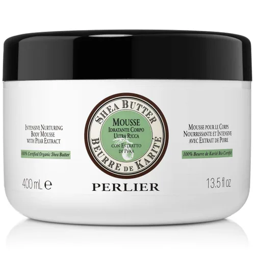 Vista 2 de Perlier Mousse corporal de manteca de karité intensiva nutritiva con limón, 13.5 onzas líquidas