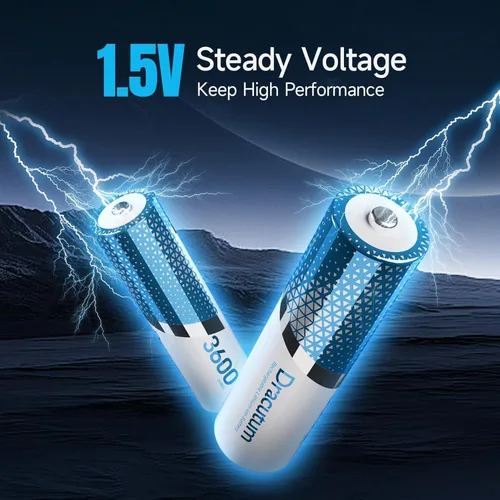 Vista 3 de Baterías recargables AA de litio de 3600 mWh, paquete de 4 baterías recargables AA de iones de litio constantes de alta capacidad de 1.5 V