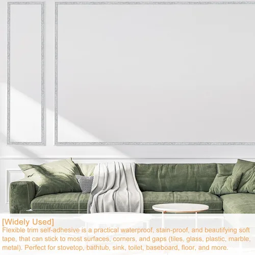 Vista 7 de uxcell 2 piezas de moldura flexible autoadhesiva, moldura de techo de 20 pies para despegar y pegar, cinta decorativa de sellado de tira