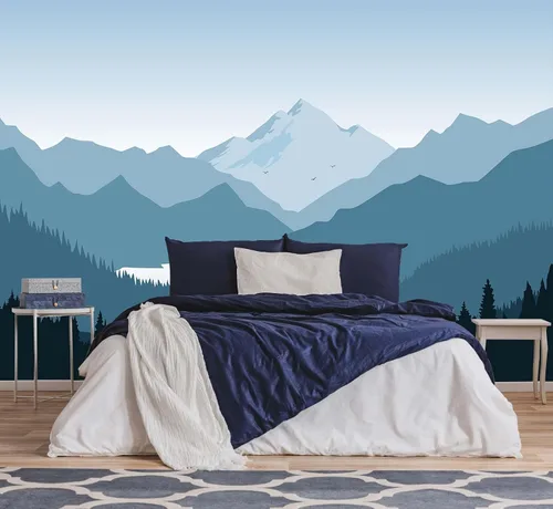 Vista 8 de Jdayda Mural de papel tapiz de bosque brumoso, mural de pared grande de bosque vintage para sala de estar, dormitorio, baño (no autoadhesivo)