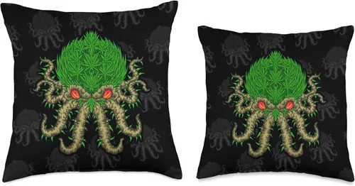 Vista 3 de High Four Twenty Fashion Wear Weed Octopus - Marihuana Kraken - Almohada de cannabis Accesorios, 16.0 x 16.0 in, multicolor