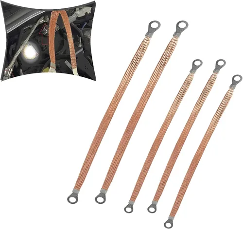 5 correas de conexión a tierra para motor automotriz, caja de distribución trenzada de cobre flexible resistente a la tracción, puente de puente,