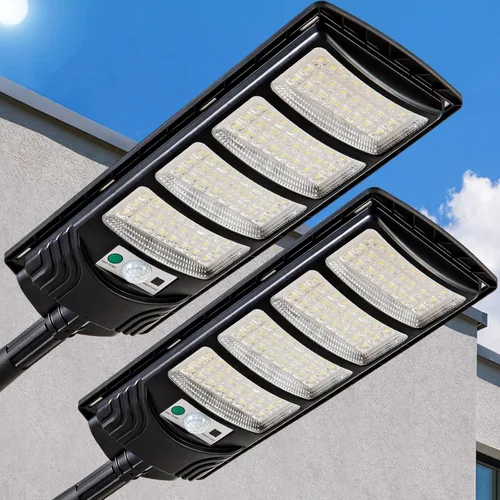 Vista 10 de Viruhaka Luces solares para exteriores, 448 luces LED de calle con 20000 lm de alto brillo, luz de inundación de seguridad impermeable IP66, luces