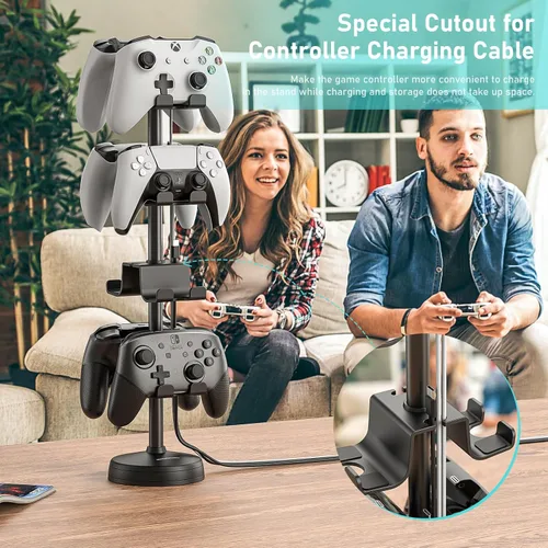Vista 9 de MANMUVIMO Headphone Controller Storage Holder for Desk 4 Tiers with Anti-Slip Stable Suction Cup, Controller Holder, Universal Gaming Desk