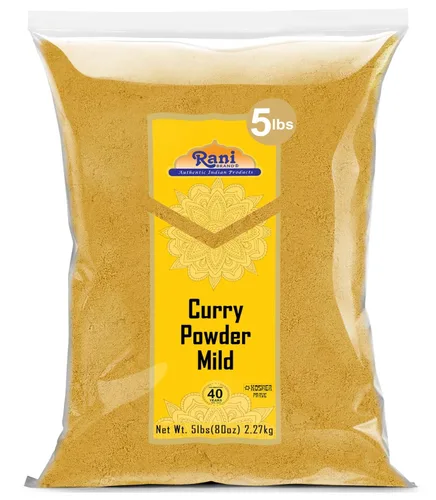 Rani Curry en polvo suave (mezcla india auténtica de 10 especias) 80 onzas (5 libras) 5.0 lbs ~ Todo natural | Sin sal | Sin chiles ni pimientos |