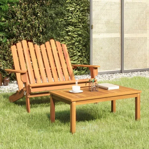 Solid Acacia Wood Folding Adirondack Chair Set with Bench and Coffee Table for Outdoor Patio Garden Lounge