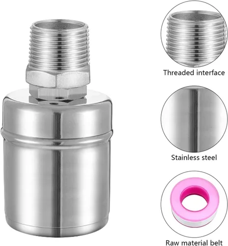 Vista 2 de 1/2 3/4 1Inch Floating Ball Valve Float for Water Tank Automatic Water Level controller for Tank Home Improvemen(1",Side Water Inlet)