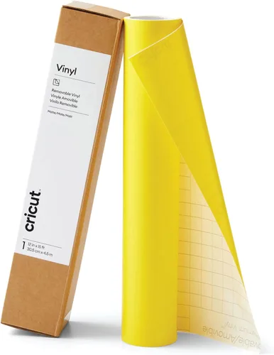 Cricut - Vinilo removible de alta calidad, amarillo brillante (12 x 15 pies), sin residuos, fácil de quitar hasta 2 años, perfecto para proyectos de