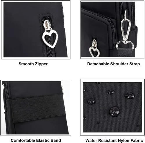 Vista 3 de Brazalete de teléfono para iPhone 15 Pro Max 14 13 Pro Max, Samsung Galaxy S24 Ultra S23 FE A15 A14 A54 A35 A25 - Pequeña bolsa para teléfono