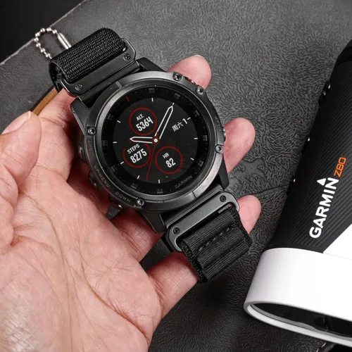 Vista 2 de Compatible con Garmin, correa deportiva de nailon tejido resistente con gancho en G para fēnix/Forerunner/Vivoactive/Approach/MARQ/quatix/D2 Series
