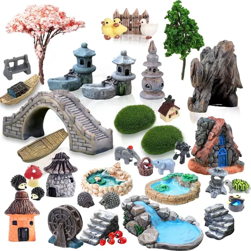 Vista 7 de CHAKANLX 200 Piezas Accesorios de Jardín de Hadas, Mini Patos de Resina, Kit de Jardín de Hadas, Figuras en Miniatura, Kit de Adornos de Micro