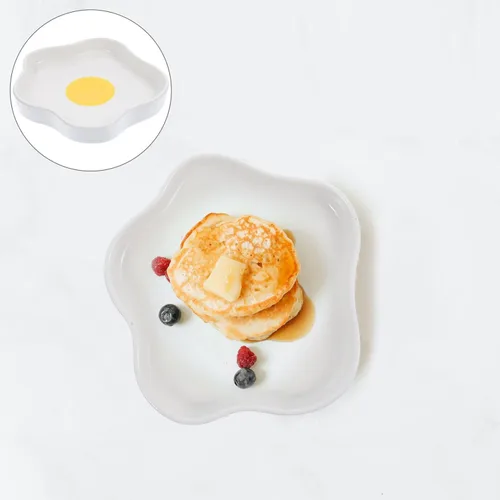 Vista 6 de Kichvoe Plato de cena con forma de huevo frito Plato de cerámica Platos de comida de desayuno Plato de aperitivo de ensalada de postre Platos