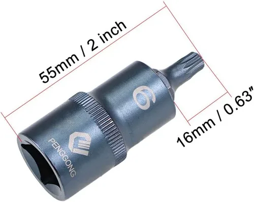 Vista 2 de uxcell 1/2" Drive x M6 (0.236 in) Triple Square Spline Bit Socket, S2 Brocas de acero, enchufes CR-V de 2 pulgadas de longitud (solo para uso manual)