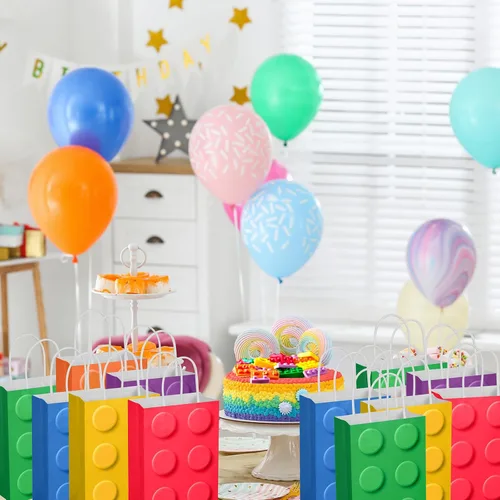 Vista 6 de YOTNUS Bloque de construcción, bolsas de regalo para fiestas, pequeñas bolsas de regalo con asas, para bloques de construcción, suministros