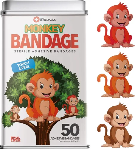 Vista 45 de BioSwiss - Venditas autoadhesivas con estampados de animales, leopardo, cebra, jirafa y tigre, estériles y sin látex para el cuidado de heridas