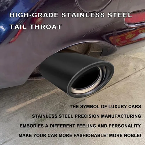 Vista 6 de Cabezal de escape de coche de acero inoxidable recto negro 2.5 a 3.3 Decoración ajustable del coche Tubo de escape con acabado cromado, modificación