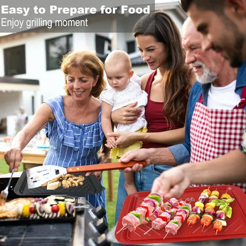 Vista 6 de Czlizdyt Bandejas para preparar y servir a la parrilla, plato de barbacoa para alimentos crudos y cocidos, bandejas de servir de melamina