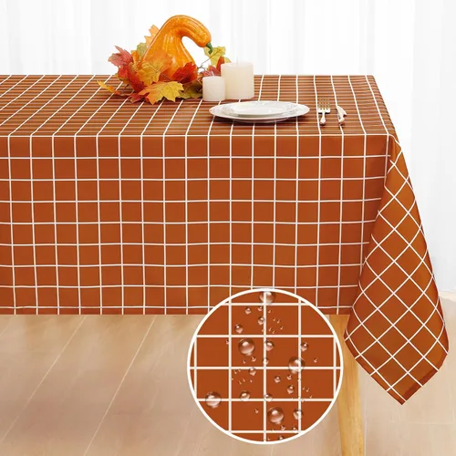 Vista 12 de misaya 6 Pack Rectangle Waterproof Fabric Table Cloth, Plaid Stain Resistant Polyester Tablecloth, Washable Cloth Table Cover for Dining Room