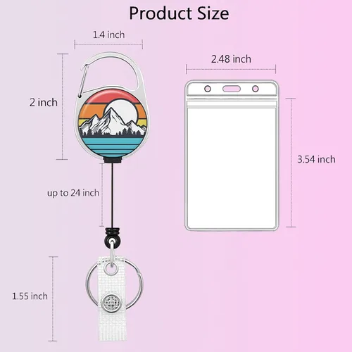 Vista 2 de Llavero retráctil de carrete de insignia, resistente con clip para cinturón, soporte para tarjetas de identificación verticales impermeables