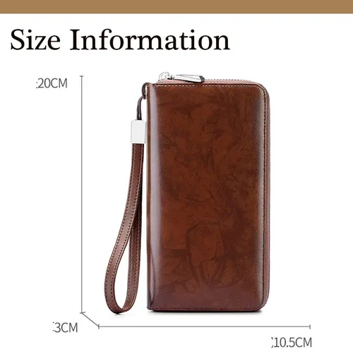 Vista 7 de Cartera unisex antifraude de tarjetas de crédito con múltiples compartimentos, cartera para mujer, con bloqueo Rfid, de piel auténtica, 24 ranuras