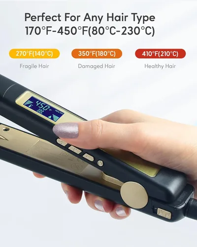 Vista 9 de Piastra per Capelli, profesional con rivestimento en nano-titanio, piastra 2 en 1 Titanium Flat Iron para el cabello hace que el cabello brillante