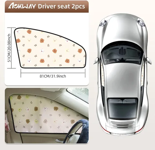 Vista 7 de Aokway Parasol para Ventana de Automóvil (Paquete de 2) – Parasol Magnético para Ventana Lateral Bloqueador UV para Conductor y Pasajero 99%