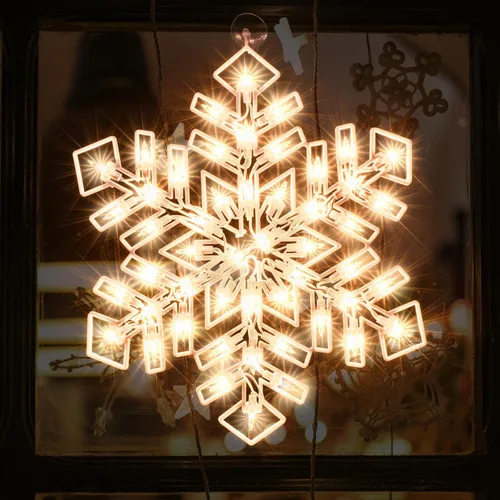 Vista 8 de LAMPHOME Decoraciones de luz de silueta de ventana de Navidad - Ángel iluminado para Navidad, fiesta, hogar, patio, césped, jardín