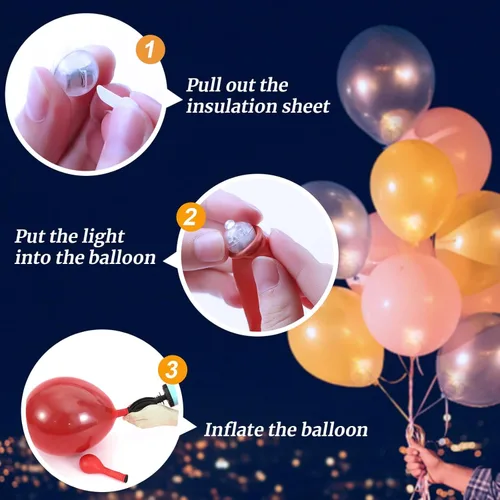 Vista 2 de Aogist 50 PIEZAS Luz Colgante LED Blanca Cálida para Globos, Mini Lámpara de Bola Redonda Pequeña para Linternas de Papel, Globos de Vidrio
